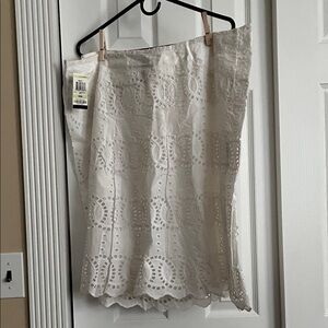 Macy's Cream Eyelet A-Line Skirt